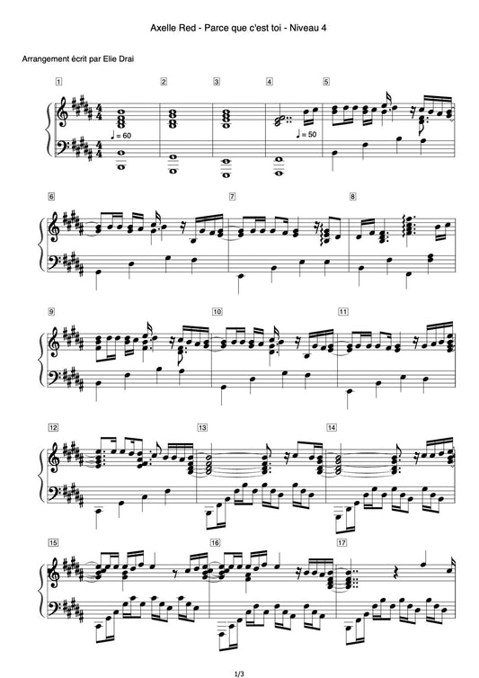 Parce que c'est toi β Piano Sheet Music Now Available
