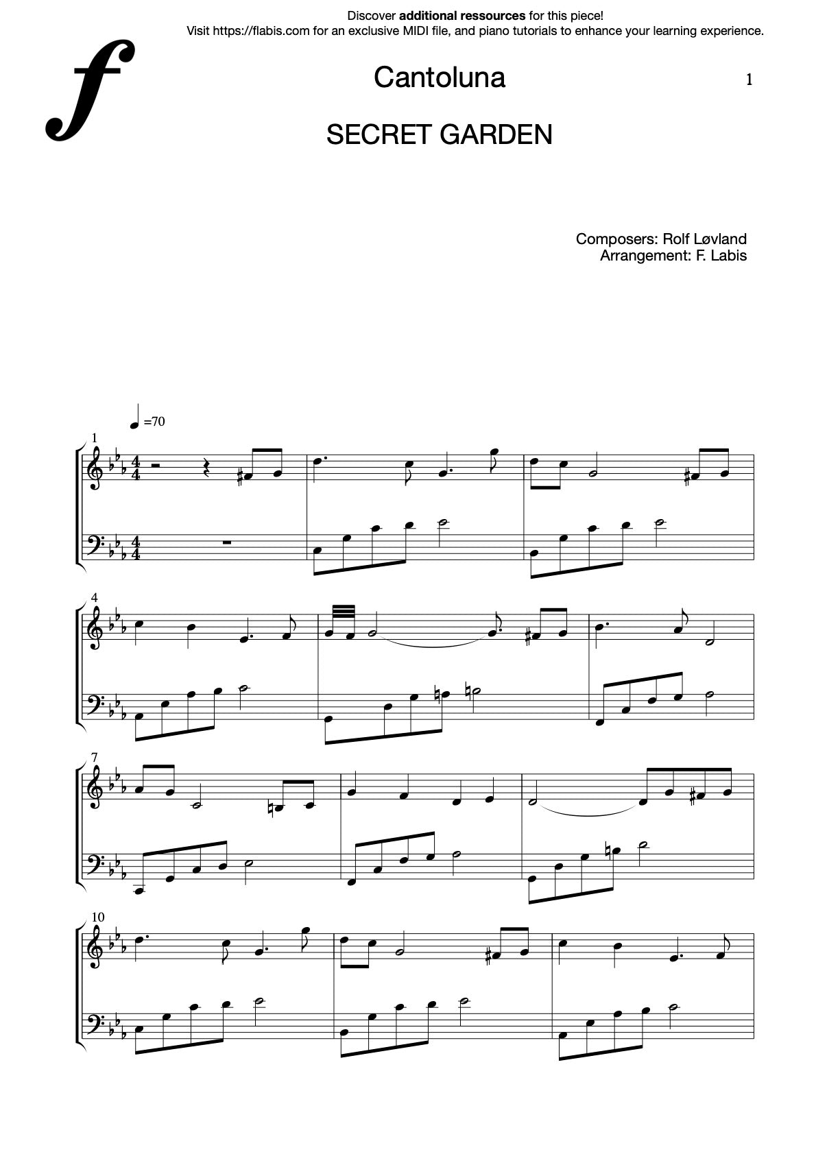 Cantoluna – Piano Sheet Music Now Available