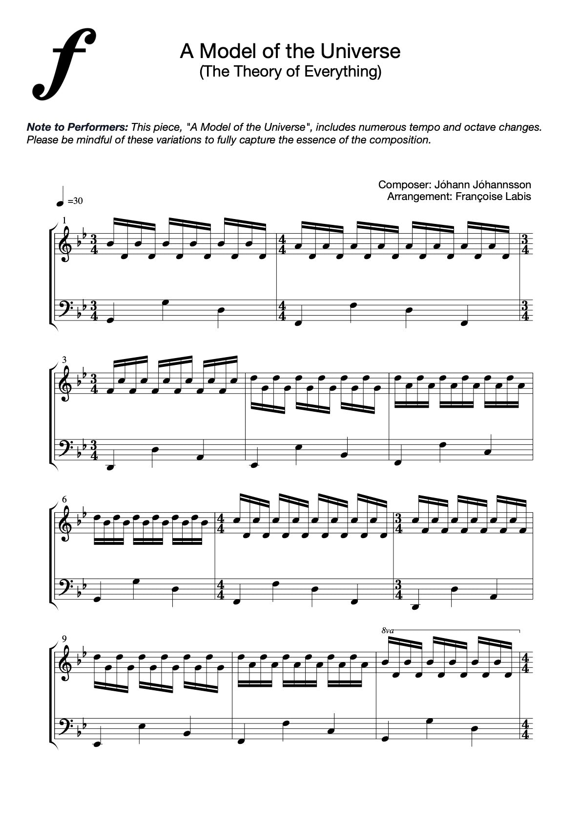 A Model of the Universe – Piano Sheet Music (PDF Download)
