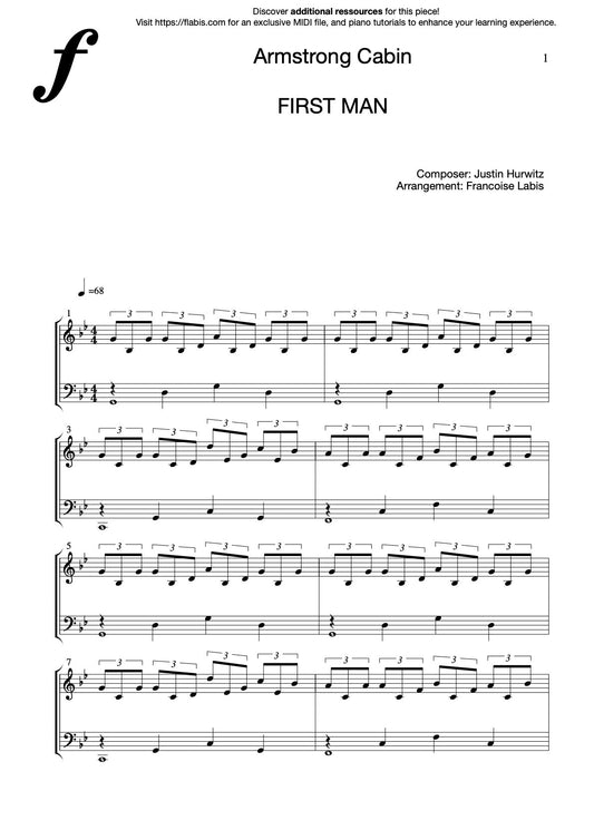 Armstrong Cabin – First Man Theme - Piano Sheet Music (PDF Download)