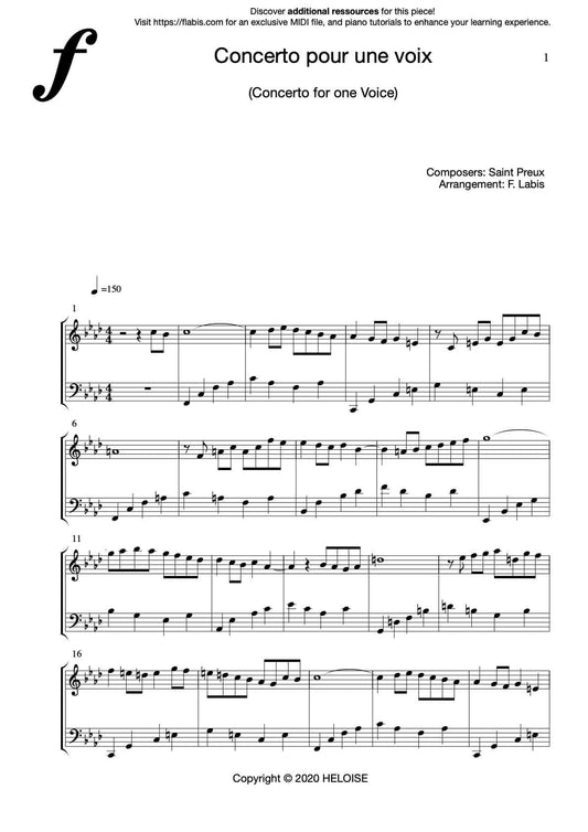 Concerto pour une voix (Concerto for one voice) – Piano Sheet Music (PDF Download)