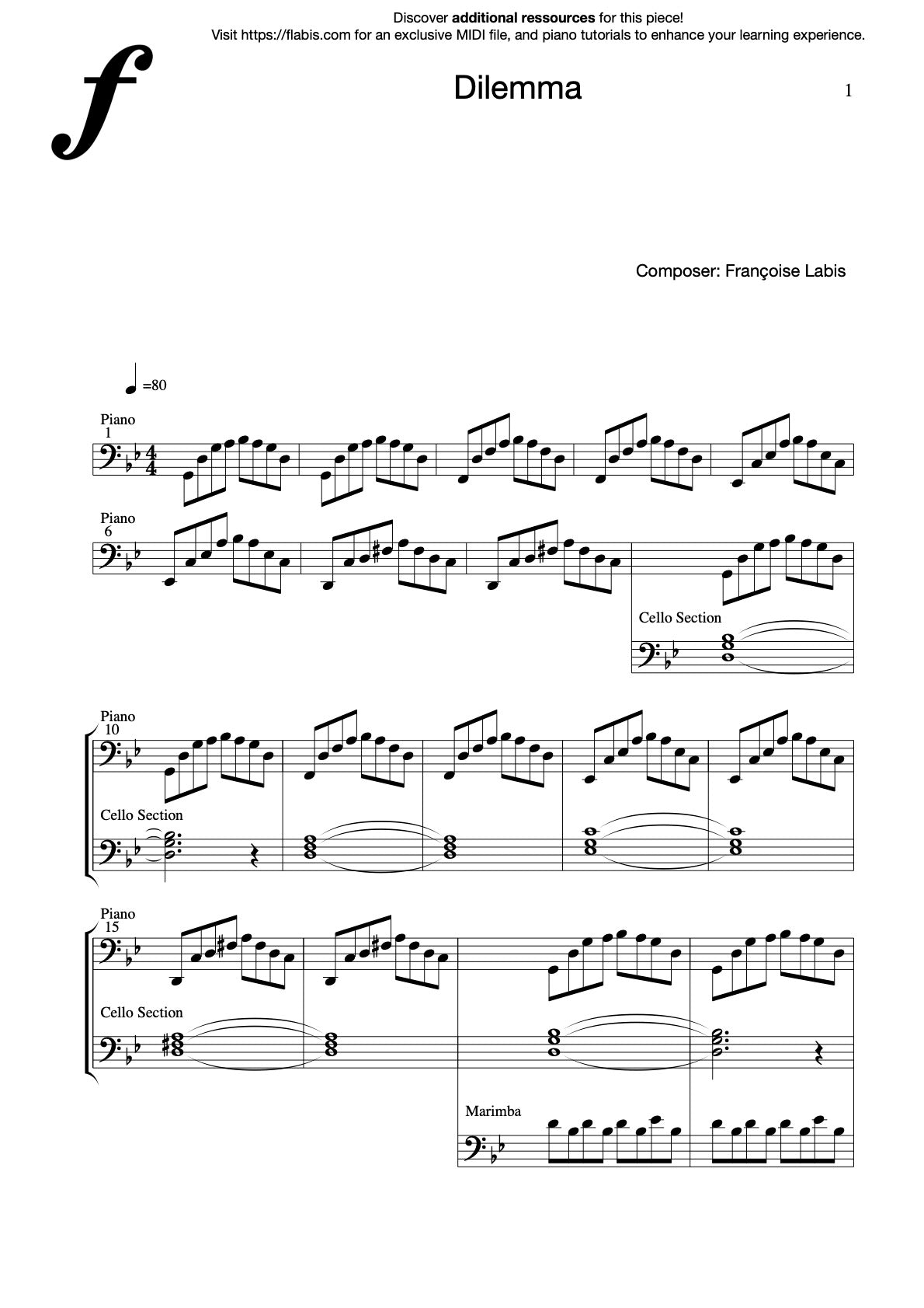 Dilemma – Françoise Labis - Piano Sheet Music (PDF Download)