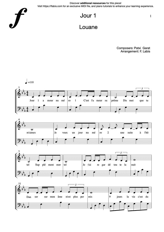 Jour 1 (Day 1) – Piano Sheet Music Now Available