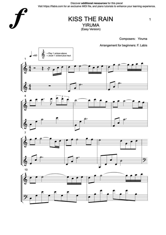 Kiss the Rain - Easy Version – Piano Sheet Music
