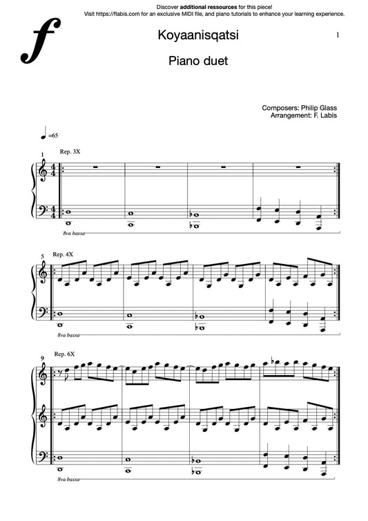 Koyaanisqatsi – Philip Glass - Piano Sheet Music (PDF Download)