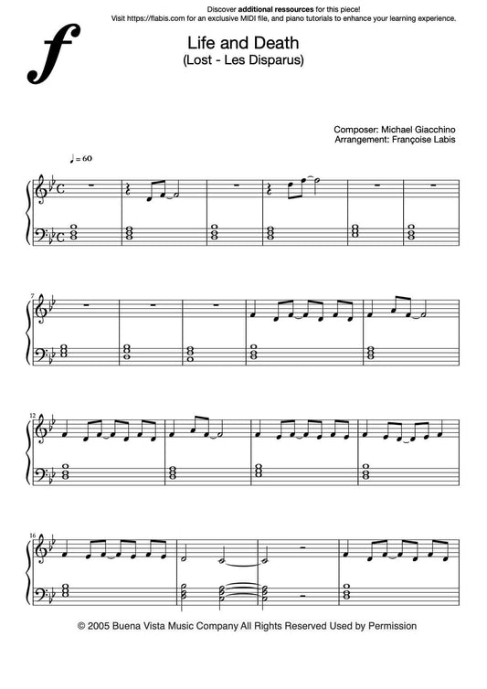 Life and Death - Lost - Michael Giacchino - Piano Sheet Music Download