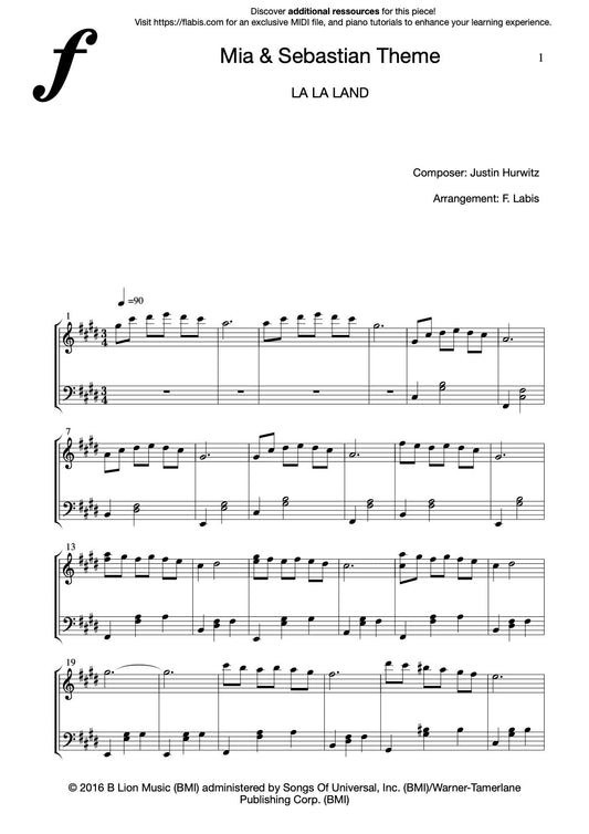 La La Land – Mia & Sebastian’s Theme – Piano Sheet Music (PDF Download)