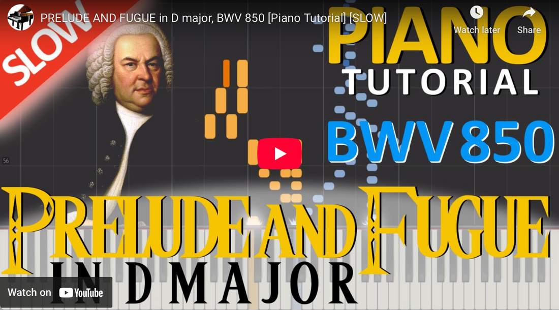 Synthesia-type Tutorial: Prelude No. 5 in D Major, BWV 850, WTC I