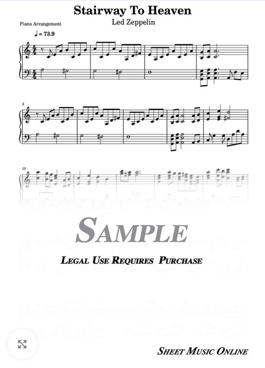 Stairway to Heaven – Piano Sheet Music Now Available