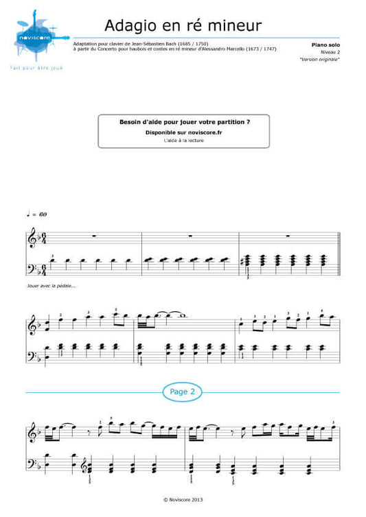 Adagio in D minor – Piano Sheet Music