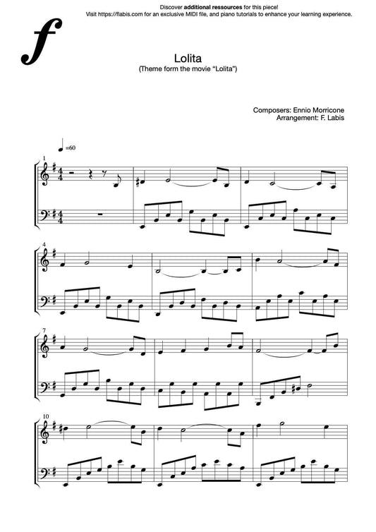 Lolita – Piano Sheet Music (PDF Download)