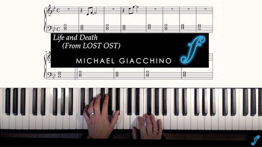 Life and Death - Lost - Michael Giacchino - Piano tutorial with scrolling sheet music