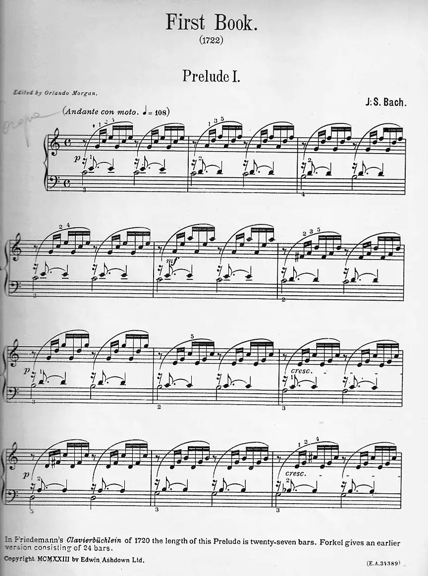 Prelude 1 in C Major, WTC I – Piano Sheet Music Now Available