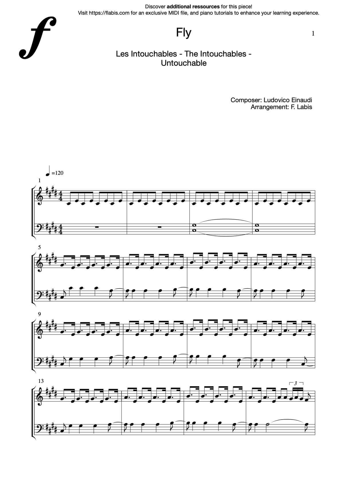 Fly – Intouchables – LUDOVICO EINAUDI – Piano Sheet Music