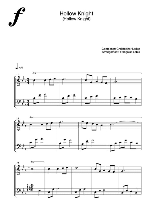 Hollow Knight – Piano Sheet Music (PDF Download)