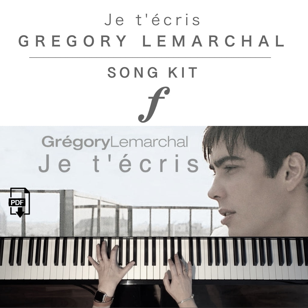 Piano Kit with all the learning resources you need to learn and master “Je t’écris” on piano.