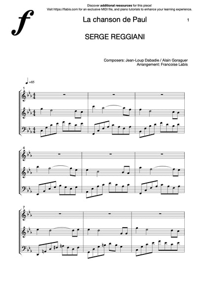 La chanson de Paul – Piano Sheet Music (PDF Download)