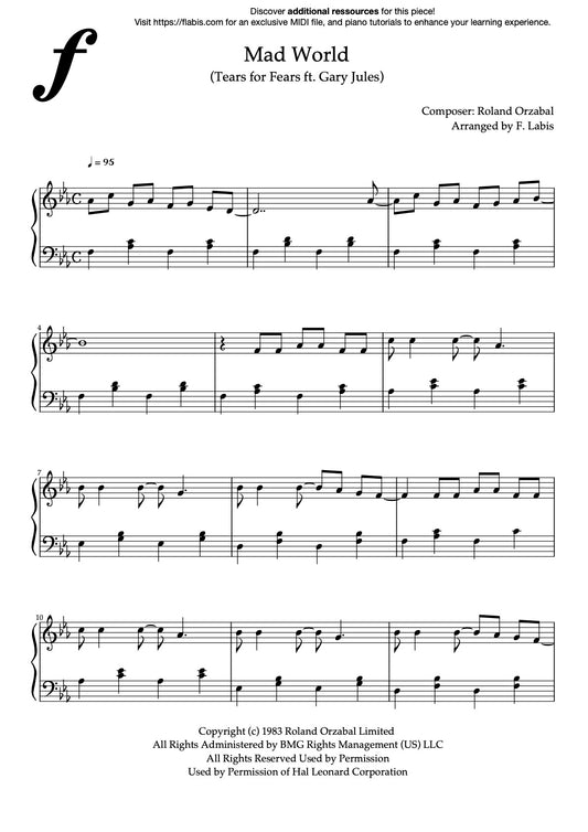 Mad World – Piano Sheet Music (PDF Download)