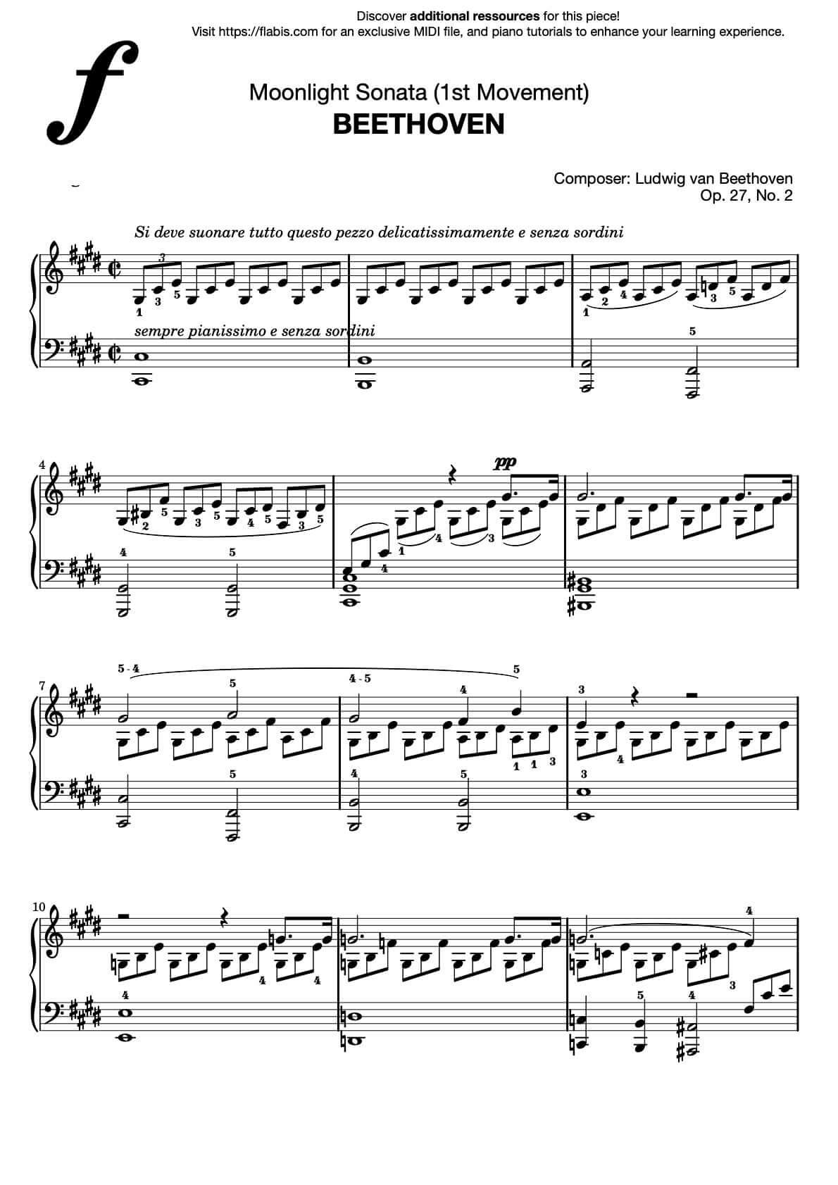 Sonate au clair de lune – LV BEETHOVEN – Partition piano