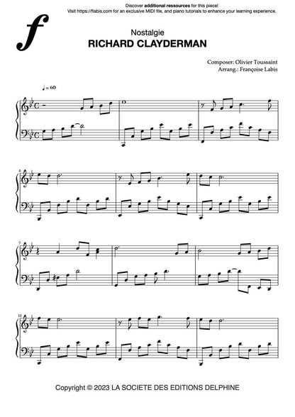 Nostalgie – Piano Sheet Music (PDF Download)