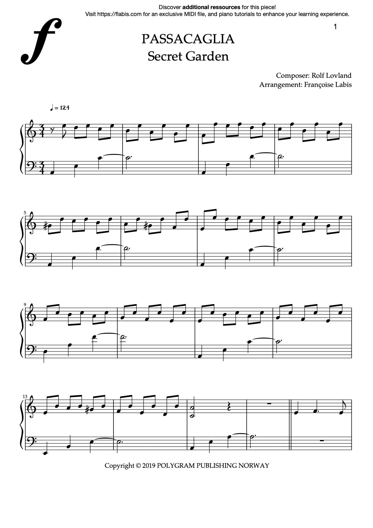 Passacaglia – Piano Sheet Music (PDF Download)