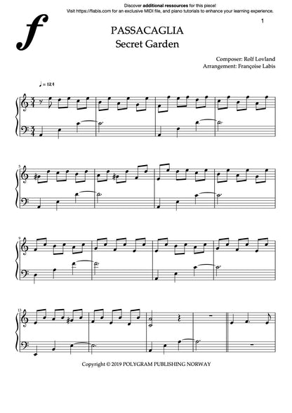 Passacaglia – Piano Sheet Music (PDF Download)
