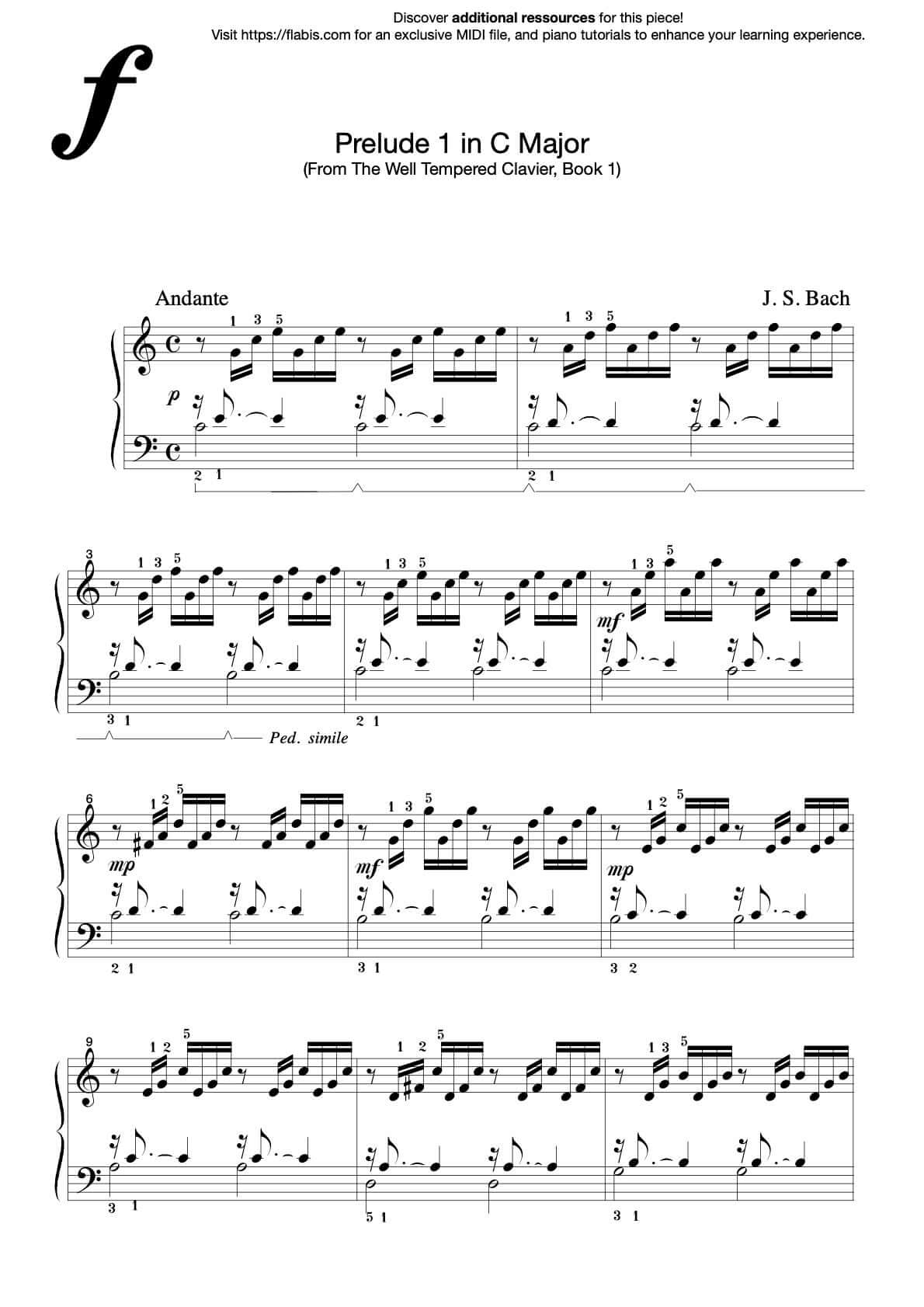 Prelude 1 in C Major, WTC I – Piano Sheet Music (PDF Download)