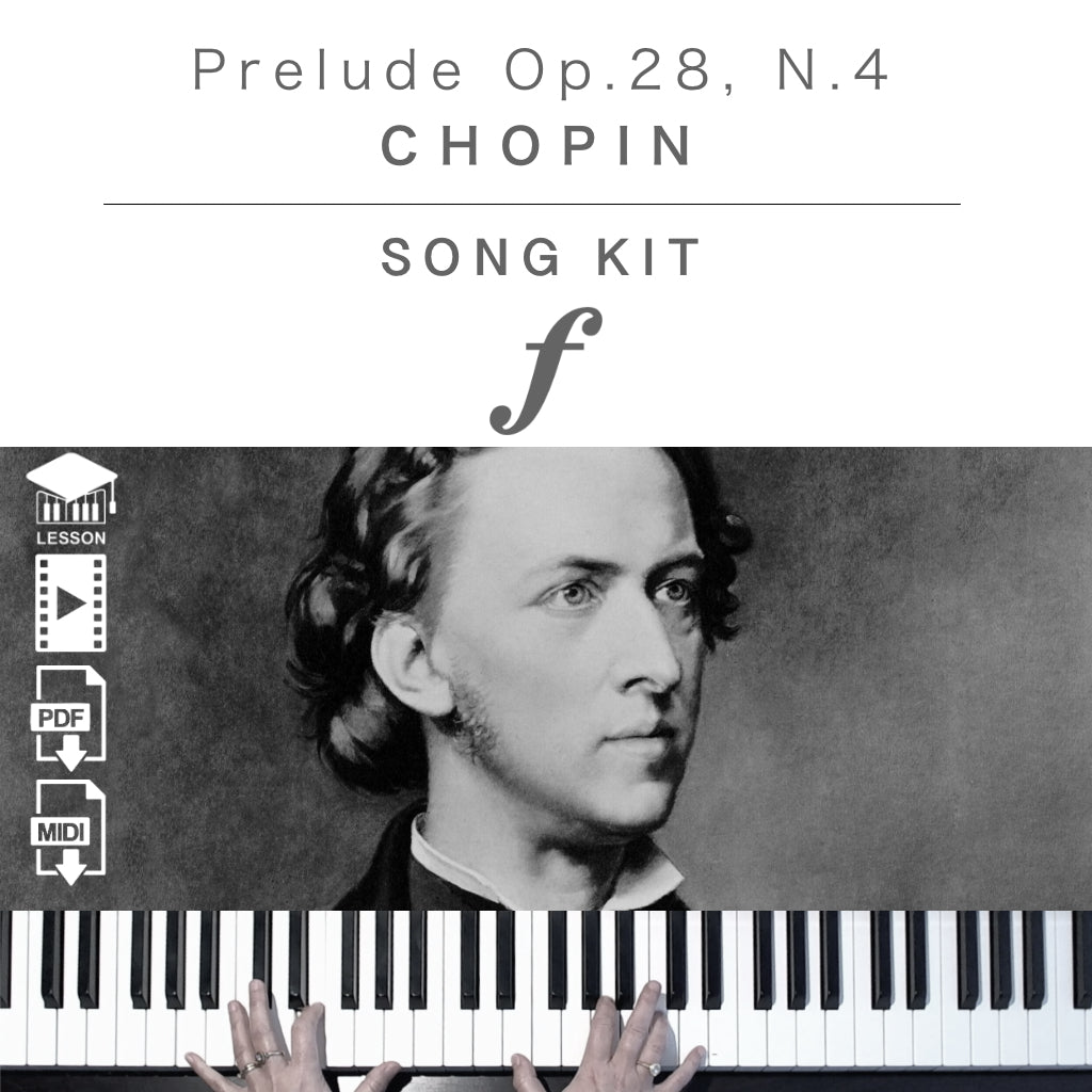 Piano Kit with all the learning resources you need to learn and master “Prelude N. 4 Op. 28 en E Minor” on piano.