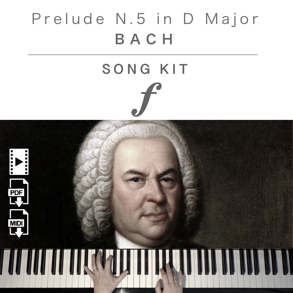 Piano Kit with all the learning resources you need to learn and master “Prelude No. 5 in D Major, BWV 850, WTC I” on piano.