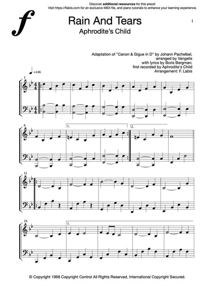 Rain and Tears – Piano Sheet Music (PDF Download)