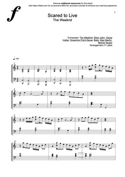 Scared to Live – Piano Sheet Music (PDF Download)