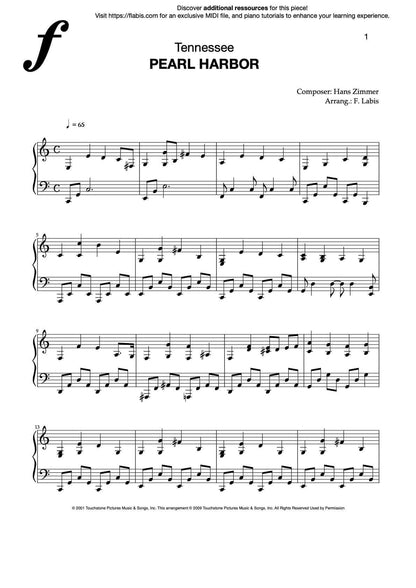 Tennessee (From Pearl Harbor) – Piano Sheet Music (PDF Download)