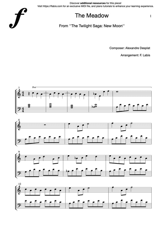 The Meadow (Twilight Saga: New Moon) – Piano Sheet Music (PDF Download)
