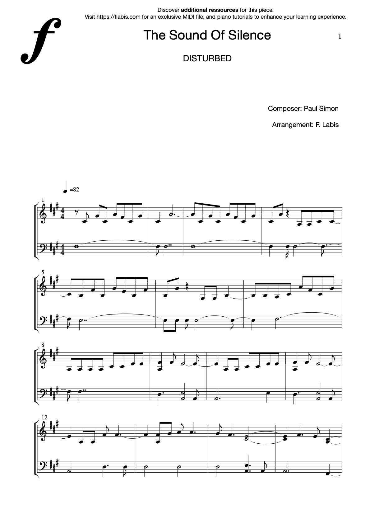 The Sound of Silence – Piano Sheet Music (PDF Download)