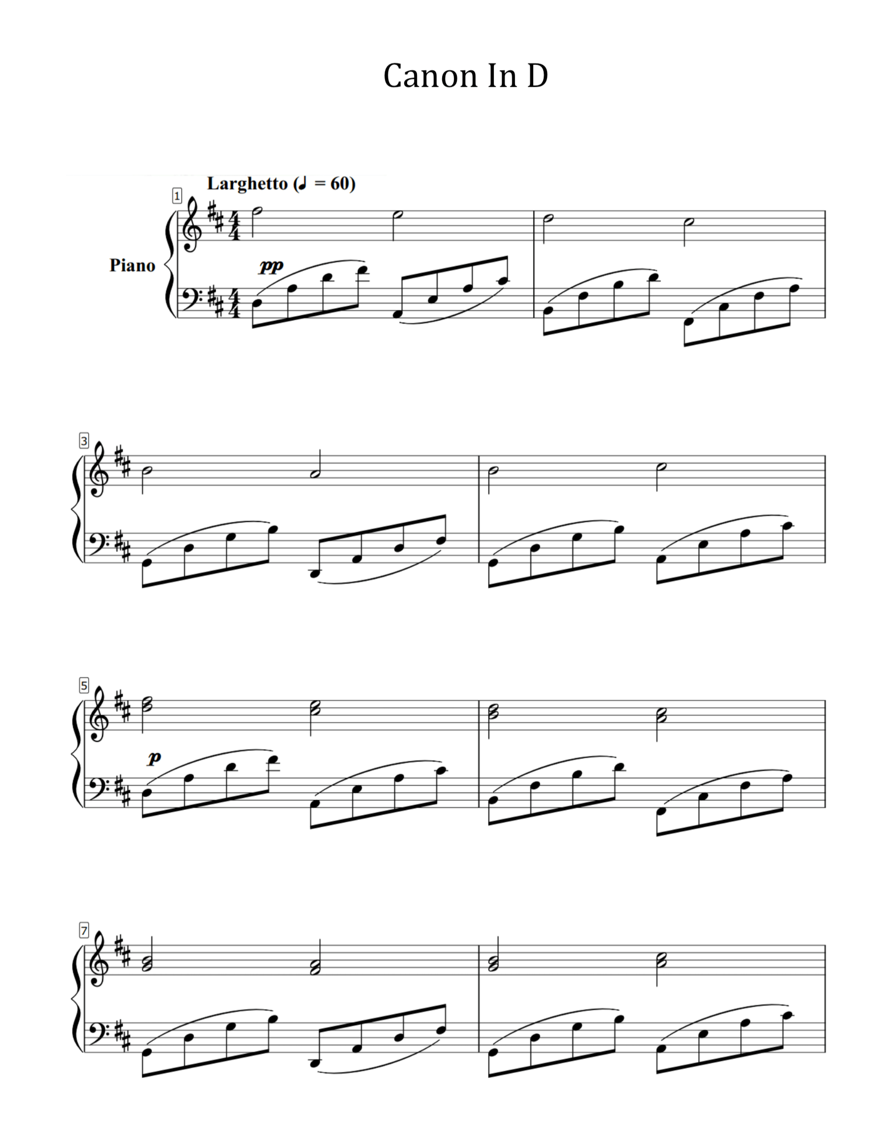 Canon in D Major – Piano Sheet Music (PDF Download)