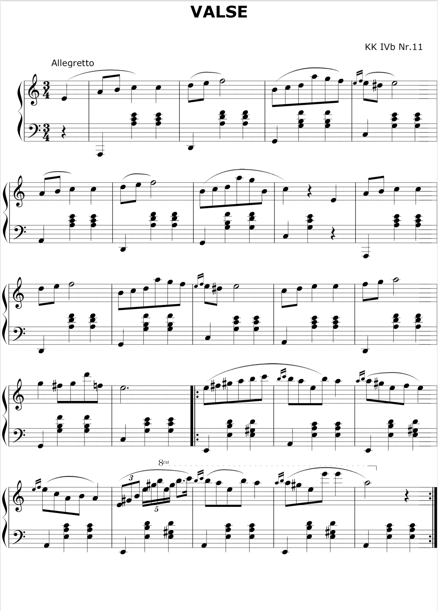 Waltz 17 in A Minor, B. 150, Op. Posth. – Piano Sheet Music (PDF Download)